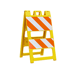 Plasticade 100-Yt12B8Eg Type Ii Barricade, Yellow, Engineer Grade Striped Sheeting