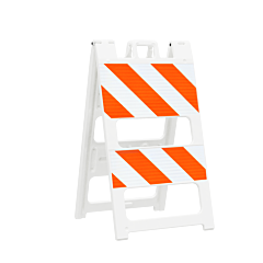 Plasticade 100-Wt12B8Hi-P Type Ii Barricade, White, High Intensity Prismatic Striped Sheeting