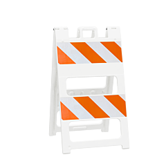 Plasticade 100-Wt8B8Eg Type Ii Barricade, White, Engineer Grade Striped Sheeting