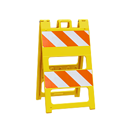 Plasticade 100-Yt8B8Eg Type Ii Barricade, Yellow, Engineer Grade Striped Sheeting