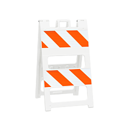 Plasticade 100-Wt8B8Hi-P Type Ii Barricade, White, High Intensity Prismatic Striped Sheeting