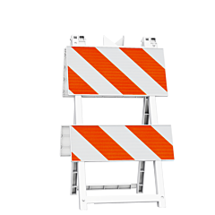 Plasticade 110-Wt12B8Hip Econocade Type Ii Barricade, White, High Intensity Prismatic Striped Sheeting