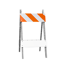 Plasticade 105G-T8Egb6 Combocade Type I Barricade, White Boards, Gray Legs, Engineer Grade Striped Sheeting