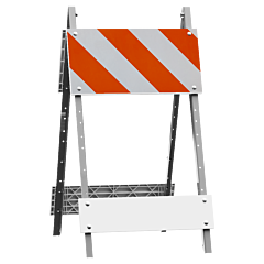 Plasticade 105G-T12Egb6 Combocade Type I Barricade, White Boards, Gray Legs, Engineer Grade Striped Sheeting