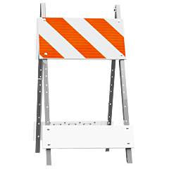 Plasticade 105G-T12Hipb6 Combocade Type I Barricade, White Boards, Gray Legs, High Intensity Prismatic Striped Sheeting