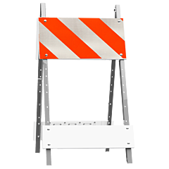 Plasticade 105G-T12Dgb6 Combocade Type I Barricade, White Boards, Gray Legs, Diamond Grade Striped Sheeting