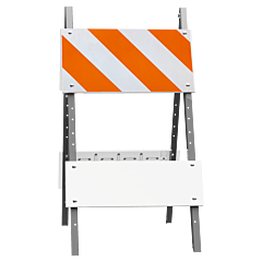 Plasticade 105G-T12Egb8 Combocade Type I Barricade, White Boards, Gray Legs, Engineer Grade Striped Sheeting