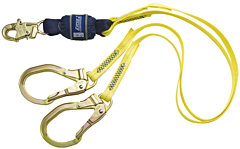 3M Dbi-Sala 1246159 6 Ft. (1.8M) Web Double-Leg 100% Tie-Off Force2 With Snap Hook At Center, Steel Rebar Hooks At Leg Ends