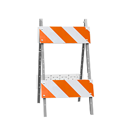 Plasticade 105G-T8Dgb8Dg Combocade Type Ii Barricade, White Boards, Gray Legs, Diamond Grade Striped Sheeting