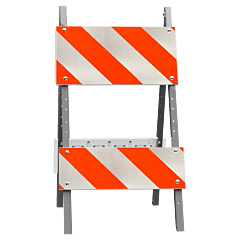 Plasticade 105G-T12Dgb8Dg Combocade Type Ii Barricade, White Boards, Gray Legs, Diamond Grade Striped Sheeting