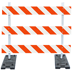Plasticade 3204-Dg-L-Drill-Kit Power Post Type Iii Barricade, Black With White Boards And Post, Diamond Grade Striped Sheeting, Left