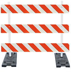 Plasticade 3206-Dg-L-Drill-Kit Power Post Type Iii Barricade, Black With White Boards And Post, Diamond Grade Striped Sheeting, Left
