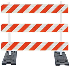 Plasticade 3212-Hip-R-Drill-Kit Power Post Type Iii Barricade, Black With White Boards And Post, High Intensity Prismatic Striped Sheeting, Right