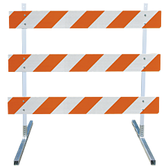 Plasticade 3304-Hip-R-Drill-Kit Power Post Type Iii Barricade, Gray With White Boards, High Intensity Prismatic Striped Sheeting, Right