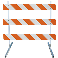Plasticade 3304-Hip-Lr-Drill-Kit Power Post Type Iii Barricade, Gray With White Boards, High Intensity Prismatic Striped Sheeting, Left/Right