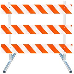 Plasticade 3306-Dg-L-Drill-Kit Power Post Type Iii Barricade, Gray With White Boards, Diamond Grade Striped Sheeting, Left