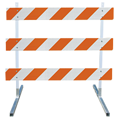 Plasticade 3308-Hip-R-Drill-Kit Power Post Type Iii Barricade, Gray With White Boards, High Intensity Prismatic Striped Sheeting, Right