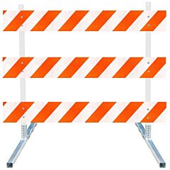 Plasticade 3308-Dg-R-Drill-Kit Power Post Type Iii Barricade, Gray With White Boards, Diamond Grade Striped Sheeting, Right