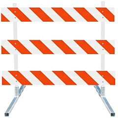 Plasticade 3310-Eg-Lr-Drill-Kit Power Post Type Iii Barricade, Gray With White Boards, Engineer Grade Striped Sheeting, Left/Right