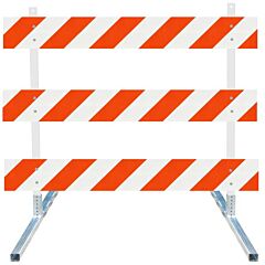 Plasticade 3312-Eg-R-Drill-Kit Power Post Type Iii Barricade, Gray With White Boards, Engineer Grade Striped Sheeting, Right