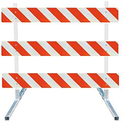 Plasticade 3312-Hip-Lr-Drill-Kit Power Post Type Iii Barricade, Gray With White Boards, High Intensity Prismatic Striped Sheeting, Left/Right