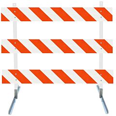 Plasticade 3410-Eg-L-Drill-Kit Power Post Type Iii Barricade, Gray With White Boards, Engineer Grade Striped Sheeting, Left