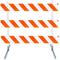 Plasticade 3412-Dg-Lr-Drill-Kit Power Post Type Iii Barricade, Gray With White Boards, Diamond Grade Striped Sheeting, Left/Right