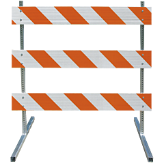 Plasticade 3504-Hip-L-Drill-Kit Steel Square Tube Type Iii Barricade, Gray With White Boards, High Intensity Prismatic Striped Sheeting, Left