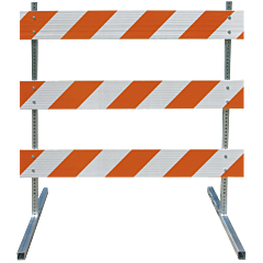 Plasticade 3504-Hip-R-Drill-Kit Steel Square Tube Type Iii Barricade, Gray With White Boards, High Intensity Prismatic Striped Sheeting, Right