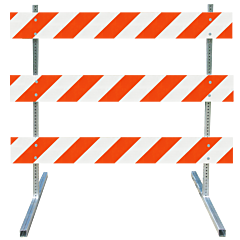 Plasticade 3508-Eg-R-Drill-Kit Steel Square Tube Type Iii Barricade, Gray With White Boards, Engineer Grade Striped Sheeting, Right