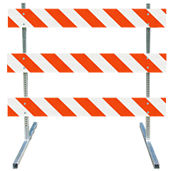 Plasticade 3508-Eg-Lr-Drill-Kit Steel Square Tube Type Iii Barricade, Gray With White Boards, Engineer Grade Striped Sheeting, Left/Right
