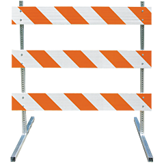 Plasticade 3508-Hip-L-Drill-Kit Steel Square Tube Type Iii Barricade, Gray With White Boards, High Intensity Prismatic Striped Sheeting, Left