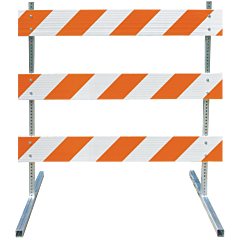 Plasticade 3508-Hip-R-Drill-Kit Steel Square Tube Type Iii Barricade, Gray With White Boards, High Intensity Prismatic Striped Sheeting, Right