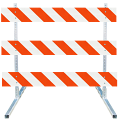 Plasticade 3508-Dg-Lr-Drill-Kit Steel Square Tube Type Iii Barricade, Gray With White Boards, Diamond Grade Striped Sheeting, Left/Right