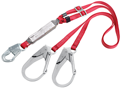 3M Dbi-Sala 1342275 6 Ft. (1.8M) Adjustable Web Double-Leg 100% Tie-Off With Snap Hook At Center, Steel Rebar Hook At Leg Ends