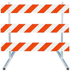 Plasticade 3512-Eg-R-Drill-Kit Steel Square Tube Type Iii Barricade, Gray With White Boards, Engineer Grade Striped Sheeting, Right