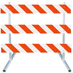 Plasticade 3512-Eg-Lr-Drill-Kit Steel Square Tube Type Iii Barricade, Gray With White Boards, Engineer Grade Striped Sheeting, Left/Right
