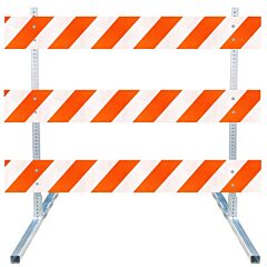 Plasticade 3512-Dg-R-Drill-Kit Steel Square Tube Type Iii Barricade, Gray With White Boards, Diamond Grade Striped Sheeting, Right