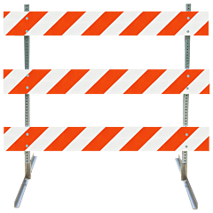 Plasticade 3704-Eg-R-Drill-Kit Steel Square Tube And Angle Iron Type Iii Barricade, Gray With White Boards, Engineer Grade Striped Sheeting, Right