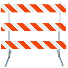 Plasticade 3704-Dg-L-Drill-Kit Steel Square Tube And Angle Iron Type Iii Barricade, Gray With White Boards, Diamond Grade Striped Sheeting, Left