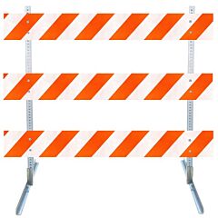 Plasticade 3706-Dg-R-Drill-Kit Steel Square Tube And Angle Iron Type Iii Barricade, Gray With White Boards, Diamond Grade Striped Sheeting, Right