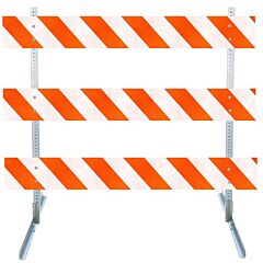 Plasticade 3708-Dg-L-Drill-Kit Steel Square Tube And Angle Iron Type Iii Barricade, Gray With White Boards, Diamond Grade Striped Sheeting, Right