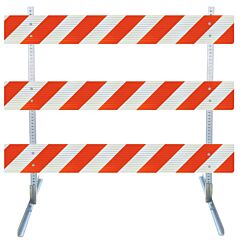 Plasticade 3710-Hip-R-Drill-Kit Steel Square Tube And Angle Iron Type Iii Barricade, Gray With White Boards, High Intensity Prismatic Striped Sheeting, Right