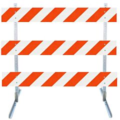 Plasticade 3712-Eg-R-Drill-Kit Steel Square Tube And Angle Iron Type Iii Barricade, Gray With White Boards, Engineer Grade Striped Sheeting, Right