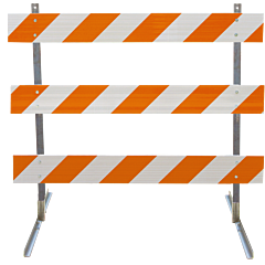 Plasticade 3906-Hip-R-Drill-Kit Angle Iron Type Iii Barricade, Gray With White Boards, High Intensity Prismatic Striped Sheeting, Right
