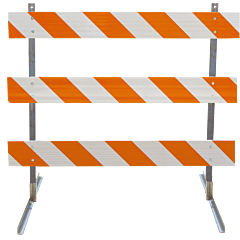 Plasticade 3908-Hip-Lr-Drill-Kit Angle Iron Type Iii Barricade, Gray With White Boards, High Intensity Prismatic Striped Sheeting, Left/Right