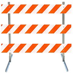 Plasticade 3908-Dg-R-Drill-Kit Angle Iron Type Iii Barricade, Gray With White Boards, Diamond Grade Striped Sheeting, Right