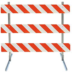 Plasticade 3910-Hip-Lr-Drill-Kit Angle Iron Type Iii Barricade, Gray With White Boards, High Intensity Prismatic Striped Sheeting, Left/Right