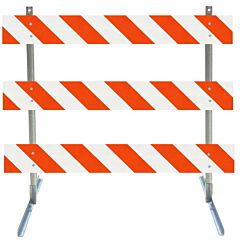 Plasticade 3912-Eg-L-Drill-Kit Angle Iron Type Iii Barricade, Gray With White Boards, Engineer Grade Striped Sheeting, Left