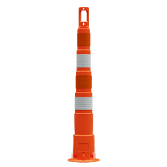 Plasticade 650R1-O-4-Hip-A Navicade 42" Channelizer, Orange, High Intensity Prismatic Grade, Orange And White Bands, 4 - 4" Hip